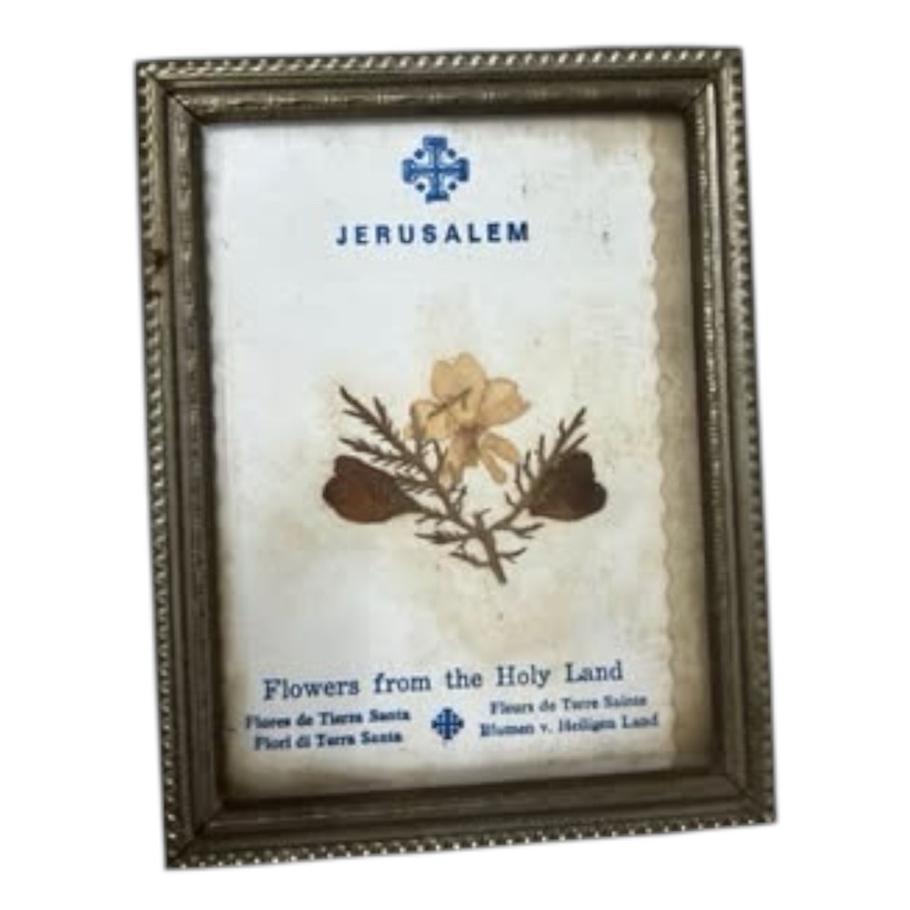 Vintage Jerusalem Flowers From The Holy Land (framed)  1982 3.5”X4.5”